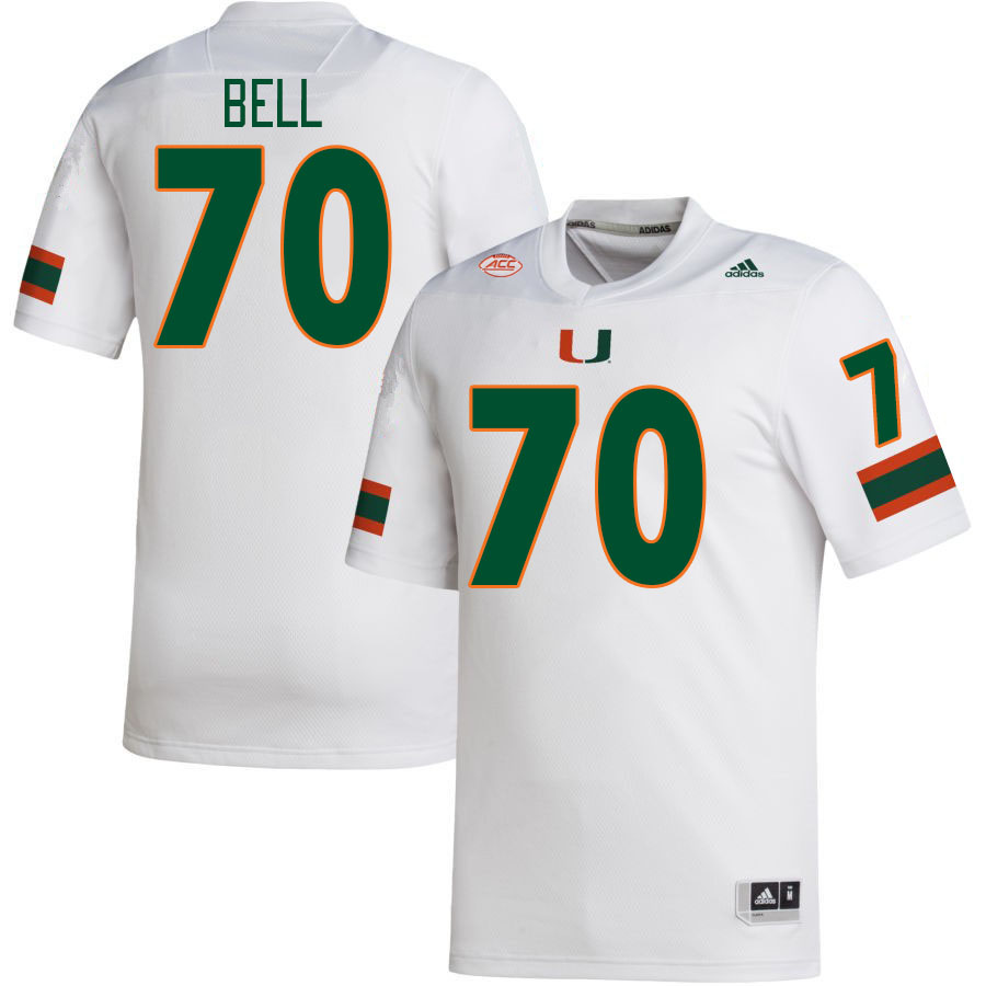 Men #70 Markel Bell Miami Hurricanes College Football Jerseys Stitched-White